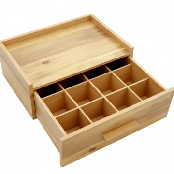 Acacia Wood Teabag Coffee Organizer with Divided Drawer - Wholesale Storage Solution